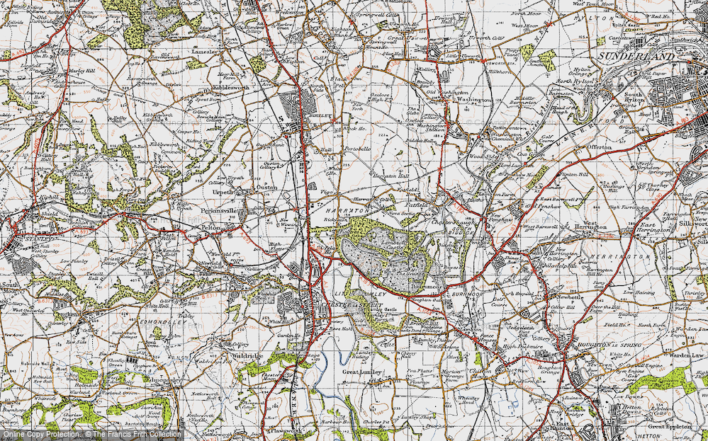 Old Map of Historic Map covering Picktree in 1947