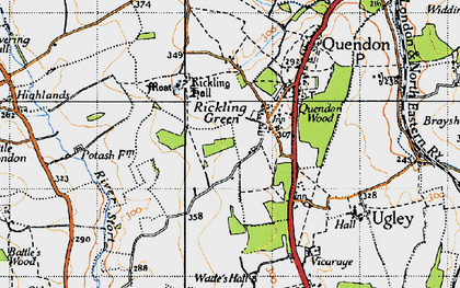 Old map of Rickling Green in 1946