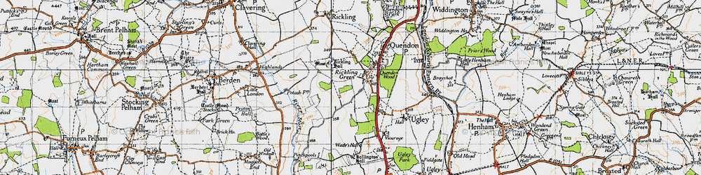 Old map of Rickling Green in 1946