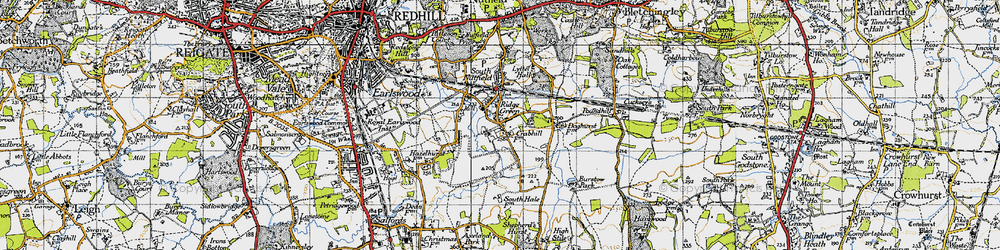 Old map of Ridge Green in 1940