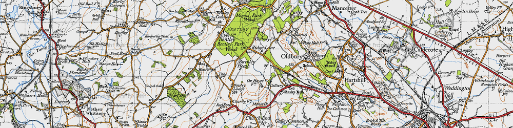 Old map of Ridge Lane in 1946