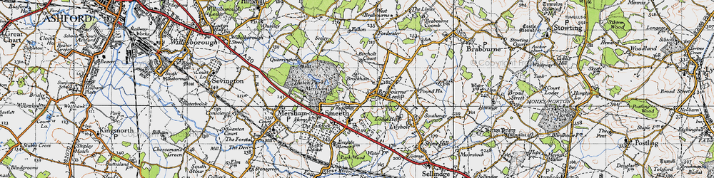 Old map of Ridgeway in 1940