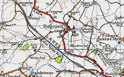 Old map of Ridgewell in 1946