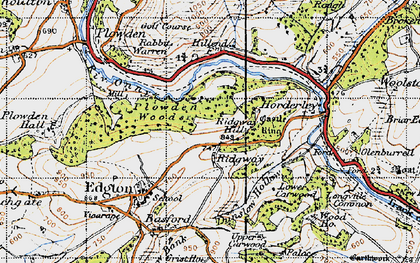 Old map of Horderley in 1947