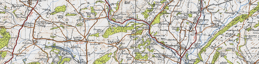 Old map of Horderley in 1947