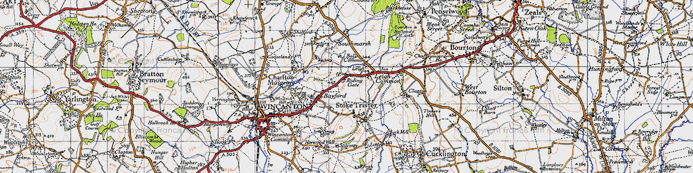Old map of Riding Gate in 1945