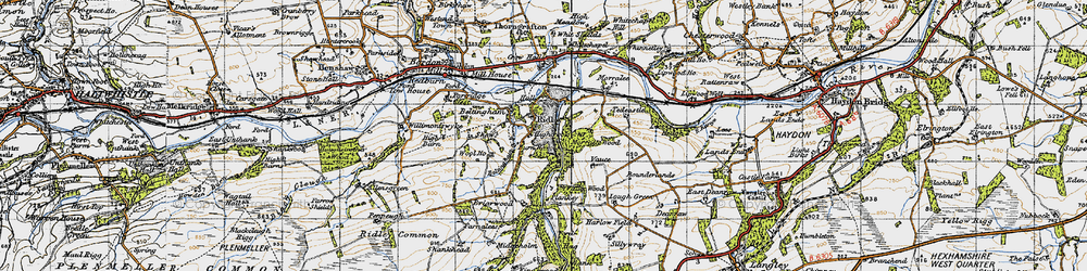 Old map of Allen Banks in 1947