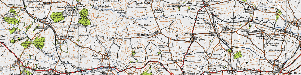 Old map of Ridlington in 1946