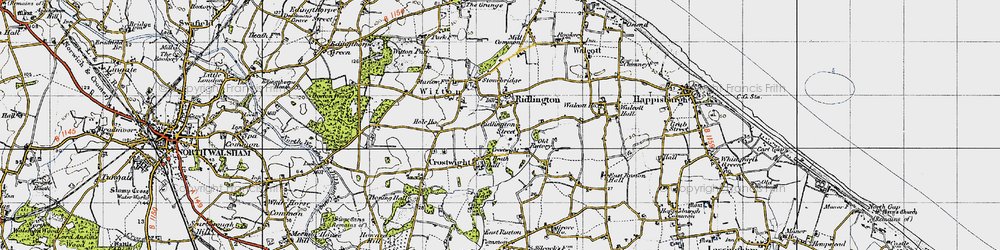 Old map of Ridlington Street in 1945