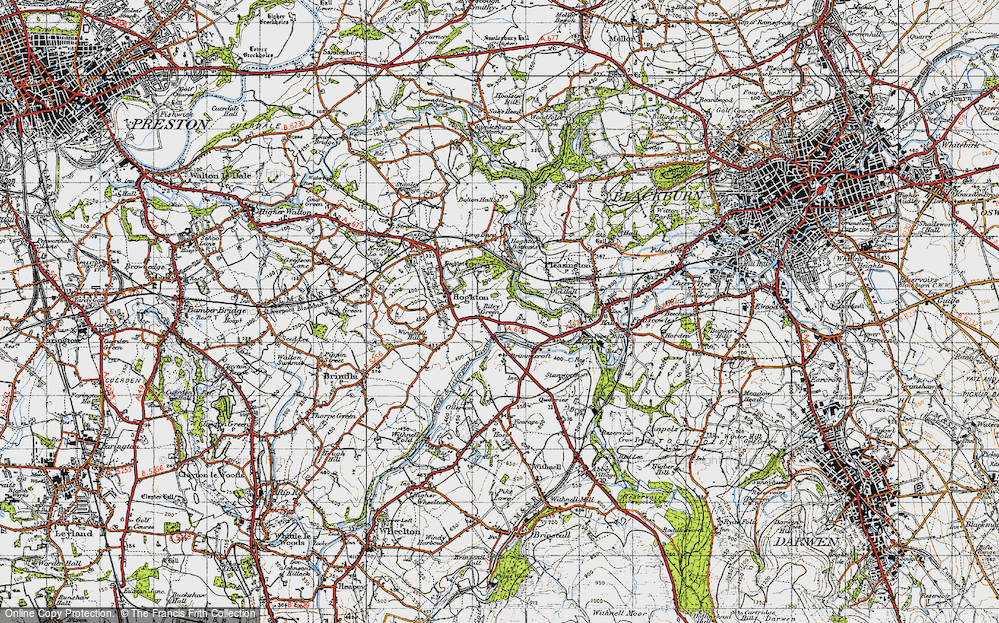 Old Map of Riley Green, 1947 in 1947