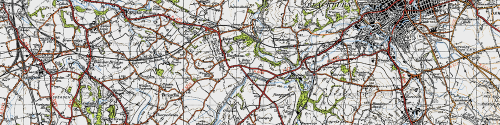 Old map of Riley Green in 1947