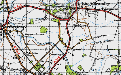 Old map of Bourne Brook in 1946