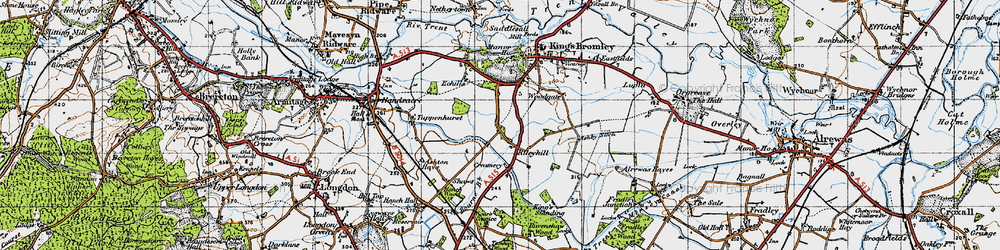 Old map of Bourne Brook in 1946