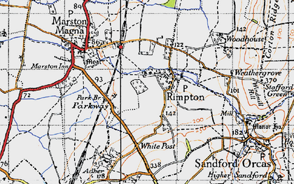Old map of Rimpton in 1945