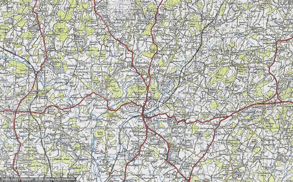 Old Map of Historic Map covering Buxted Park in 1940