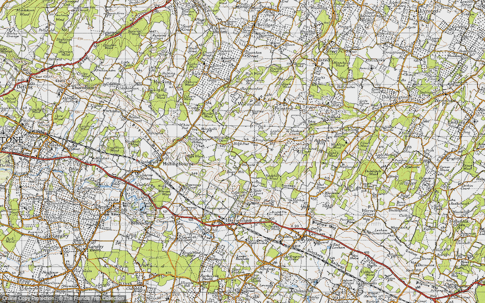 Old Map of Historic Map covering Black Post in 1946