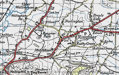 Old map of Ringmer in 1940