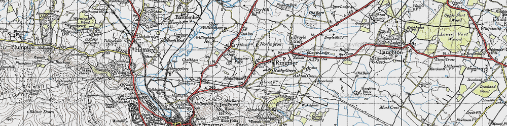 Old map of Ringmer in 1940