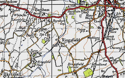 Old map of Barsham Hill in 1946