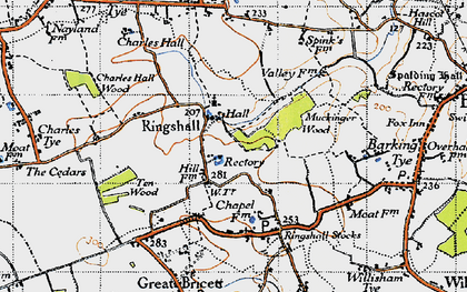 Old map of Ringshall in 1946