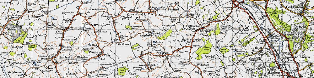 Old map of Ringshall in 1946