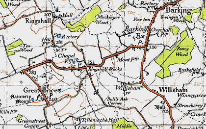 Old map of Bull's Ash Corner in 1946