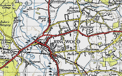Old map of Ringwood in 1940