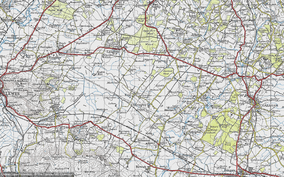Old Map of Ripe, 1940 in 1940