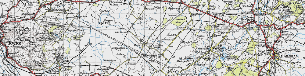 Old map of Ripe in 1940