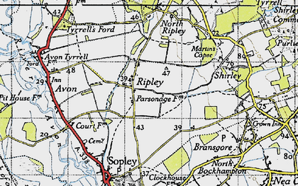 Old map of Ripley in 1940