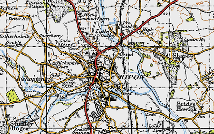 Old map of Ripon in 1947