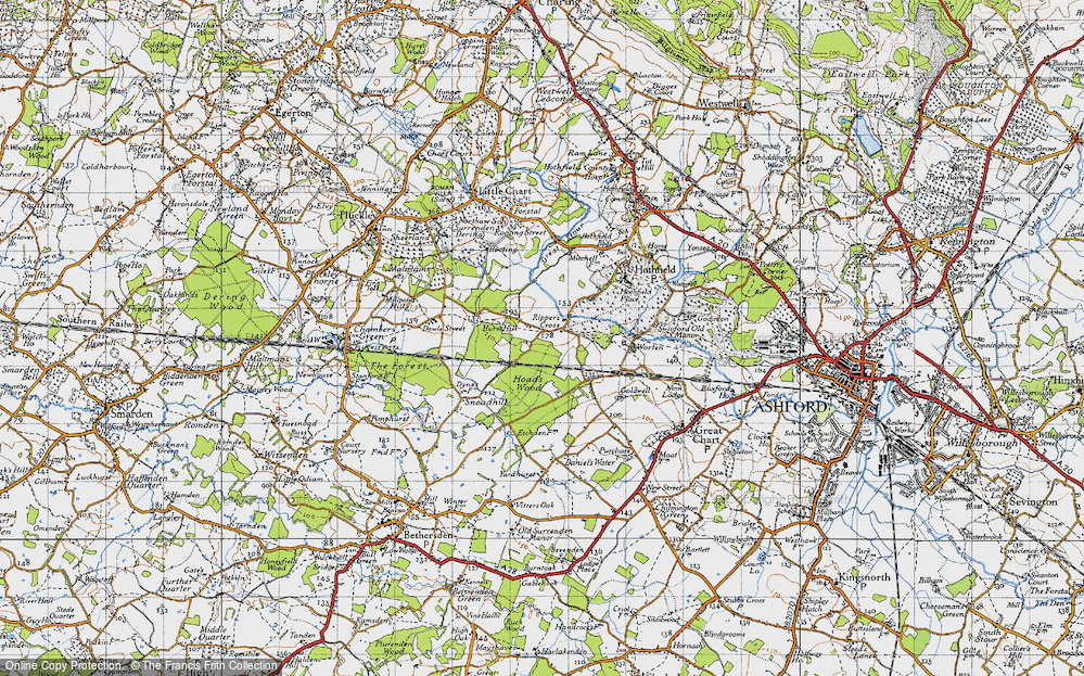 Old Map of Ripper's Cross, 1940 in 1940