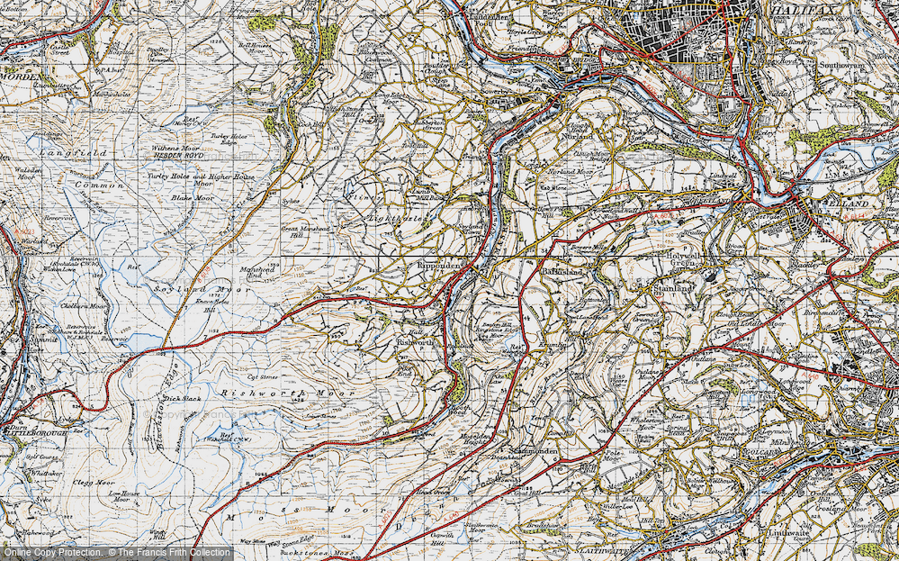 Old Map of Ripponden, 1947 in 1947