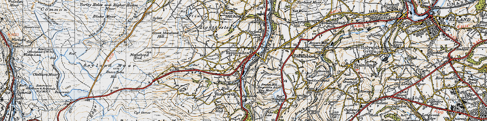 Old map of Ripponden in 1947