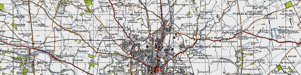Old map of Rise Carr in 1947