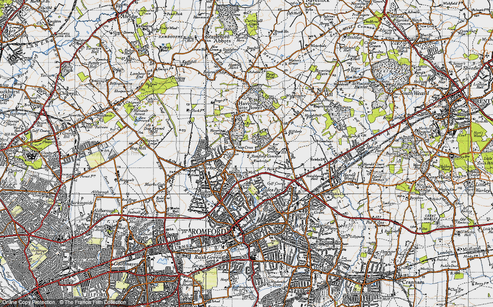 Old Map of Historic Map covering Bedfords Park in 1946