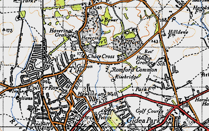 Old map of Bedfords Park in 1946