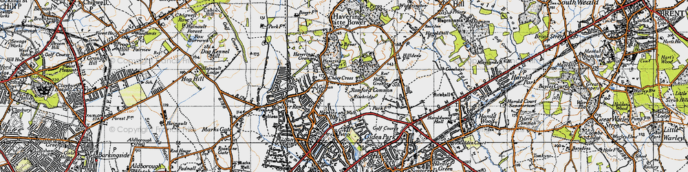 Old map of Bedfords Park in 1946