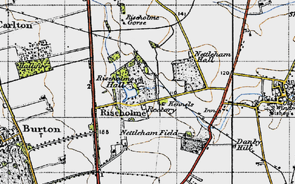 Old map of Riseholme in 1947