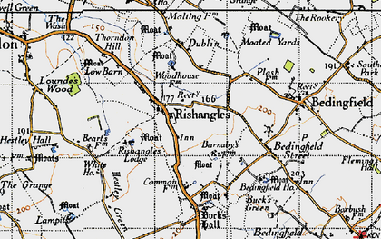 Old map of Bedingfield Ho in 1946
