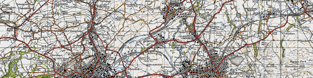 Old map of Rishton in 1947