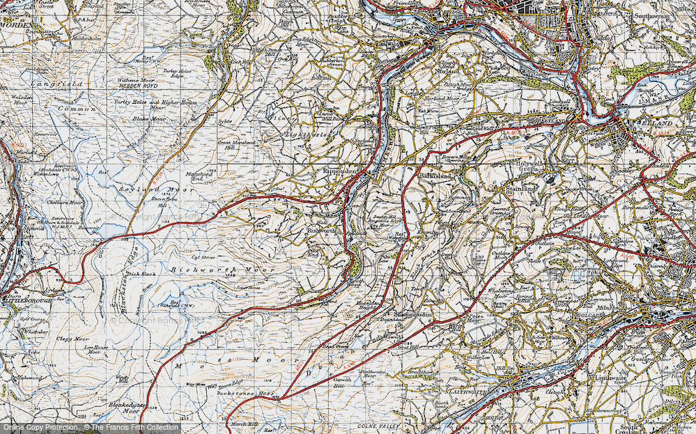 Old Map of Rishworth, 1947 in 1947