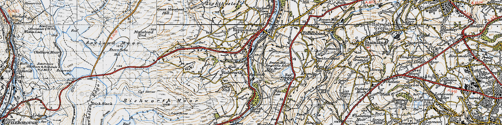 Old map of Rishworth in 1947
