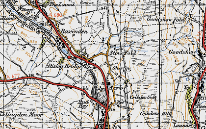 Old map of Rising Bridge in 1947