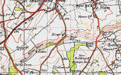 Old map of Rivar in 1945