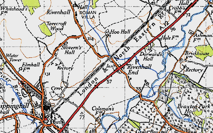 Old map of Rivenhall End in 1945