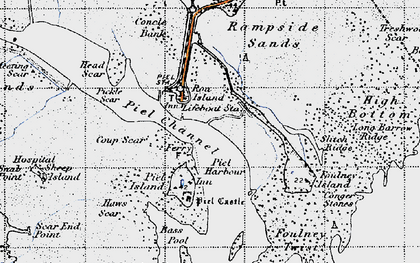 Old map of Piel Island in 1947