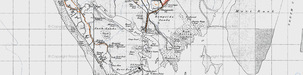Old map of Piel Island in 1947