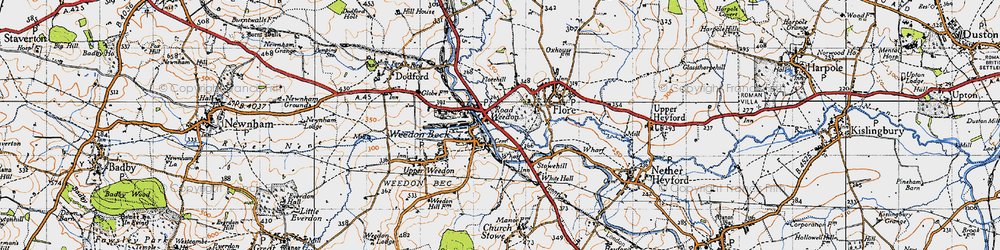 Old map of Road Weedon in 1946