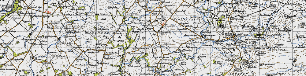 Old map of Roadhead in 1947